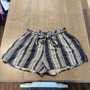 Rusty High Waist Blue and White Striped Shorts‎